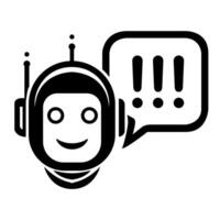 Chat bot logo design concept. Virtual smart assistant Bot icon. Robot head with speech bubble. Customer service chat bot. vector