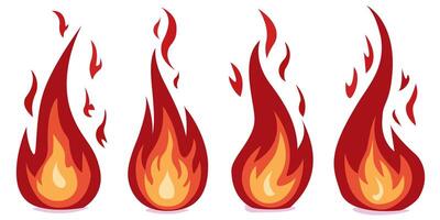 A set of icons featuring flames isolated on a white background. Fire icons. vector