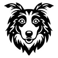 Beautiful dog head tattoo. Vector head of wolf or dog as design element on isolated background