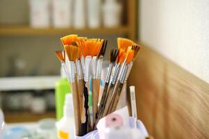 Variety of Fan Brushes in Cosmetic Clinic Setting photo