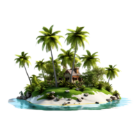 AI generated Fantasy island with palm trees png