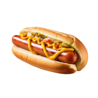 AI generated Hot dog with mustard and ketchup isolated on transparent background png