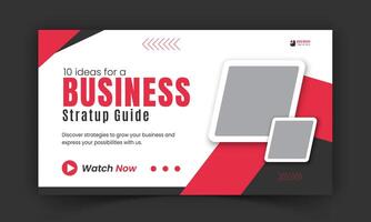 Corporate business video thumbnail and professional web banner design template, dynamic and vibrant red thumbnails on live streams for video promotion vector