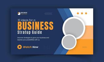 Corporate business video thumbnail and professional web banner design template, vibrant yellow and blue with dynamic color thumbnails on live streams for video promotion vector