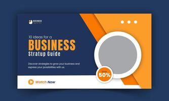 Corporate business video thumbnail and professional web banner design template, vibrant yellow and blue with dynamic color thumbnails on live streams for video promotion vector