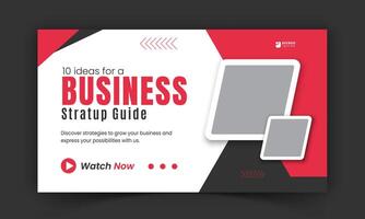 Corporate business video thumbnail and professional web banner design template, dynamic and vibrant red thumbnails on live streams for video promotion vector