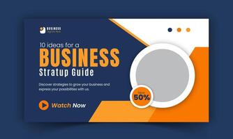 Corporate business video thumbnail and professional web banner design template, vibrant yellow and blue with dynamic color thumbnails on live streams for video promotion vector