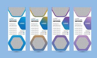 Print health care roll up banner design vector