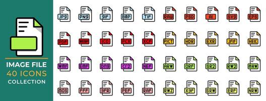 Set icon file type, Flat Style design, Format data extension icons collection. Vector Illustration