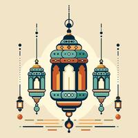 vector Illustration of Islamic lantern with flat color style perfect for Ramadan and Islamic event