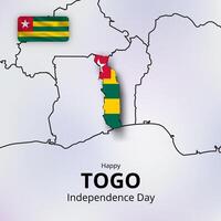 togo independence day, geographical map and flag, background of outlines around the country of togo on the african continent vector