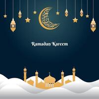 Cloudy Mosque Ramadan Kareem vector