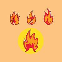 cute fire icon set vector