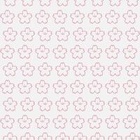 Contour pink Sakura flowers on a gray background. Seamless Japanese pattern. Petal and pistil flowers. Spring bloom in Japan. Vector illustration.