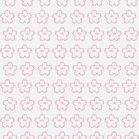 Contour pink Sakura flowers on a gray background. Seamless Japanese pattern. Petal and pistil flowers. Spring bloom in Japan. Vector illustration.