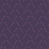 Seamless pattern of pink arrows on a dark background. Diagonal Direction Up. Drawn Cursor. Doodle arrows. Vector illustration.