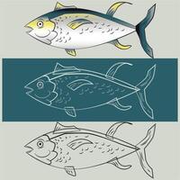 pescado ilustración vector y línea Arte