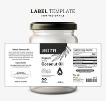 Coconut oil label packaging design product sticker natural cosmetic minimal minimalist design. vector