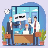 Flat Illustration Employee Want to Resign Because Toxic Company vector