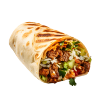 AI generated Tortilla wrap with beef and vegetables on transparent background png file