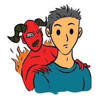 ilustración de hombre con el diablo vector
