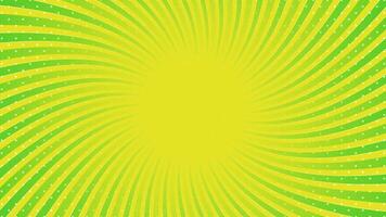 Green with Yellow Sun Rays Retro with Paper Texture Background. Abstract Burst Sun Rays Pattern Design. Vector Spiral Twist Illustration.