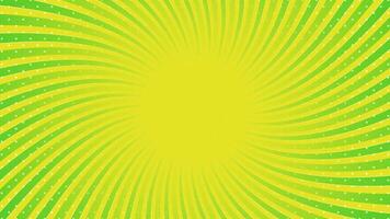 Green with Yellow Sun Rays Retro with Paper Texture Background. Abstract Burst Sun Rays Pattern Design. Vector Spiral Twist Illustration.