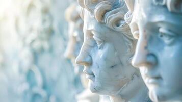 AI Generated Serene marble busts in ethereal light photo