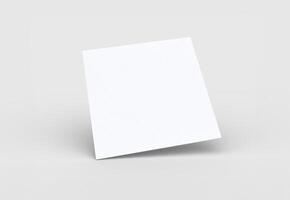 thick white square paper thank you card floating on white backdrop for mockup photo