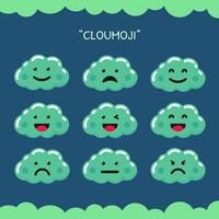 Set of cute cloud characters. Vector Illustration.