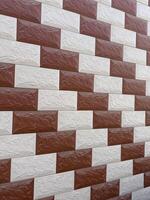 Abstract brown and white square 3D block grid background render, brown and white tiles background and texture with side angle photo