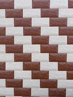 Abstract brown and white square 3D block grid background render, brown and white tiles background and texture with front angle photo