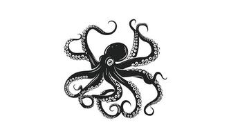 AI generated Octopus black silhouette vector