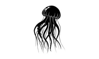 AI generated jellyfish silhouette white background vector