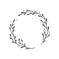 Floral circle frame, elegant wreath round border vector