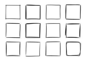 Hand drawn sketch frame vector. Simple doodle rectangle pencil frame border shape. Hand drawn doodle scribble border element for text quote template. Pencil brush stroke style. Vector