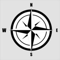 A black color compass with north, south, east, west direction for navigation using magnetic fields vector, icon, symbol, and illustration vector