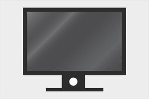 Vector Monitor on white background icon with Glass reflection, and stand hole design with Black and white color theme