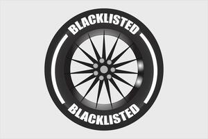 un negro de colores circular engomado coche rueda neumático con gráficos, aluminio aleación borde, moderno mira y mejor actuación neumático icono vector