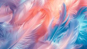 AI Generated Soft feathers in serene pastel hues creating a delicate backdrop photo