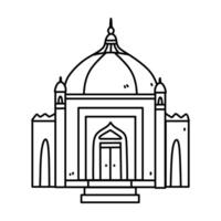 Mosque building isolated on white background. Vector hand-drawn illustration in doodle style. Perfect for logo, decorations, various designs.