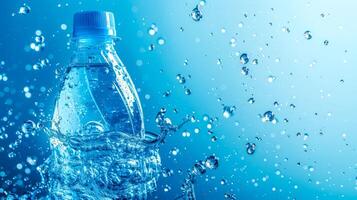 AI Generated Freshness exploding. water bottle splash photo