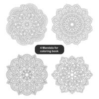 4 4 sencillo mandala para colorante libro vector archivo