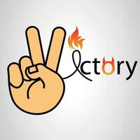 Hand gesture V sign for victory or peace line art vector icon for apps and websites