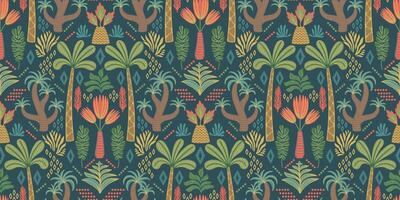 Ethnic tropical seamless pattern with palms. Modern abstract design for paper, cover, fabric, interior decor and other use vector