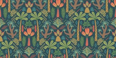 Ethnic tropical seamless pattern with palms. Modern abstract design for paper, cover, fabric, interior decor and other use vector