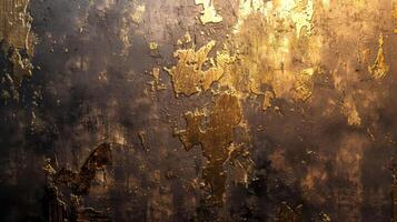 AI Generated Golden textured wall with peeling paint photo