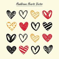 Cute Handdrawn Hearts Love Collection. Vector Illustration