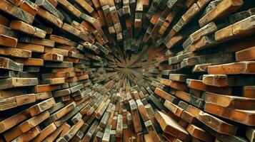 AI Generated Tunnel vision - abstract wooden bricks perspective photo