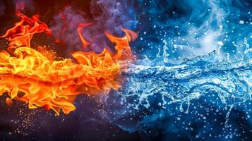 AI Generated Fire and water collision abstract background photo